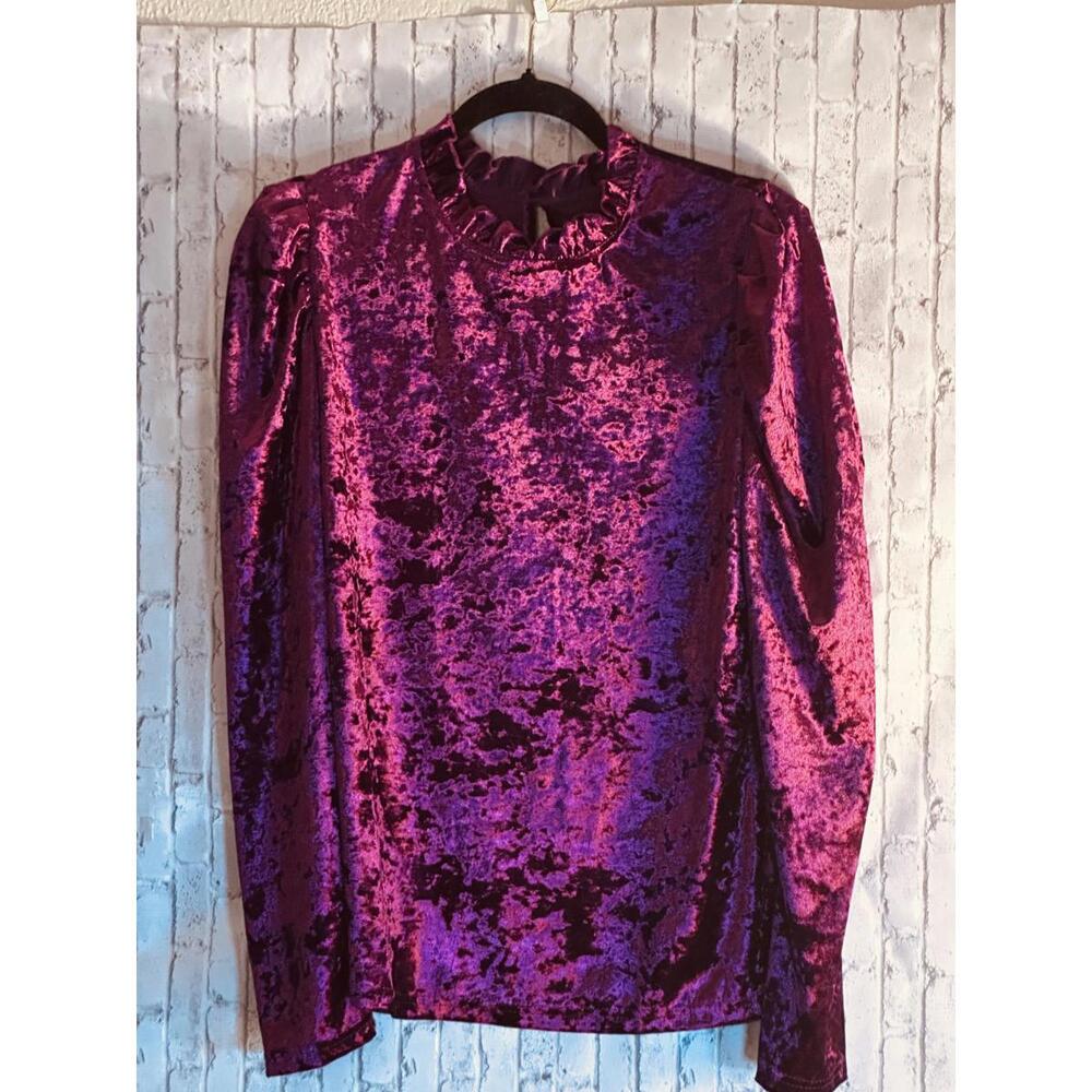 Vintage Velvet Whimsigoth Long Sleeve Top Burgundy